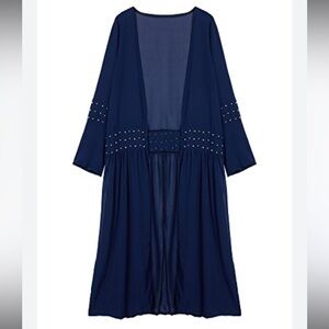 Chiffon Beaded Loose Fitting Solid Color
Cover Up